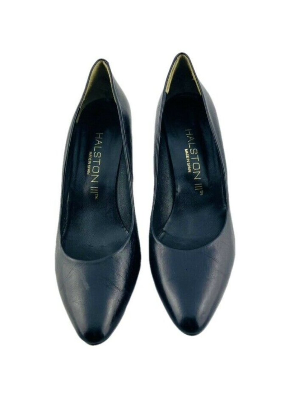 Halston III Black Leather Pointed Toe Pumps Womens Size 9AA - Picture 3 of 9